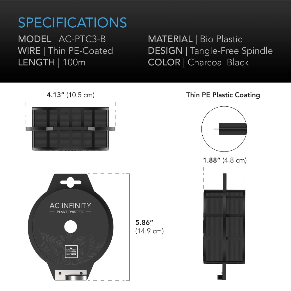 AC Infinity wire ties on a spool provide versatile, reusable solutions for indoor plant and home use.