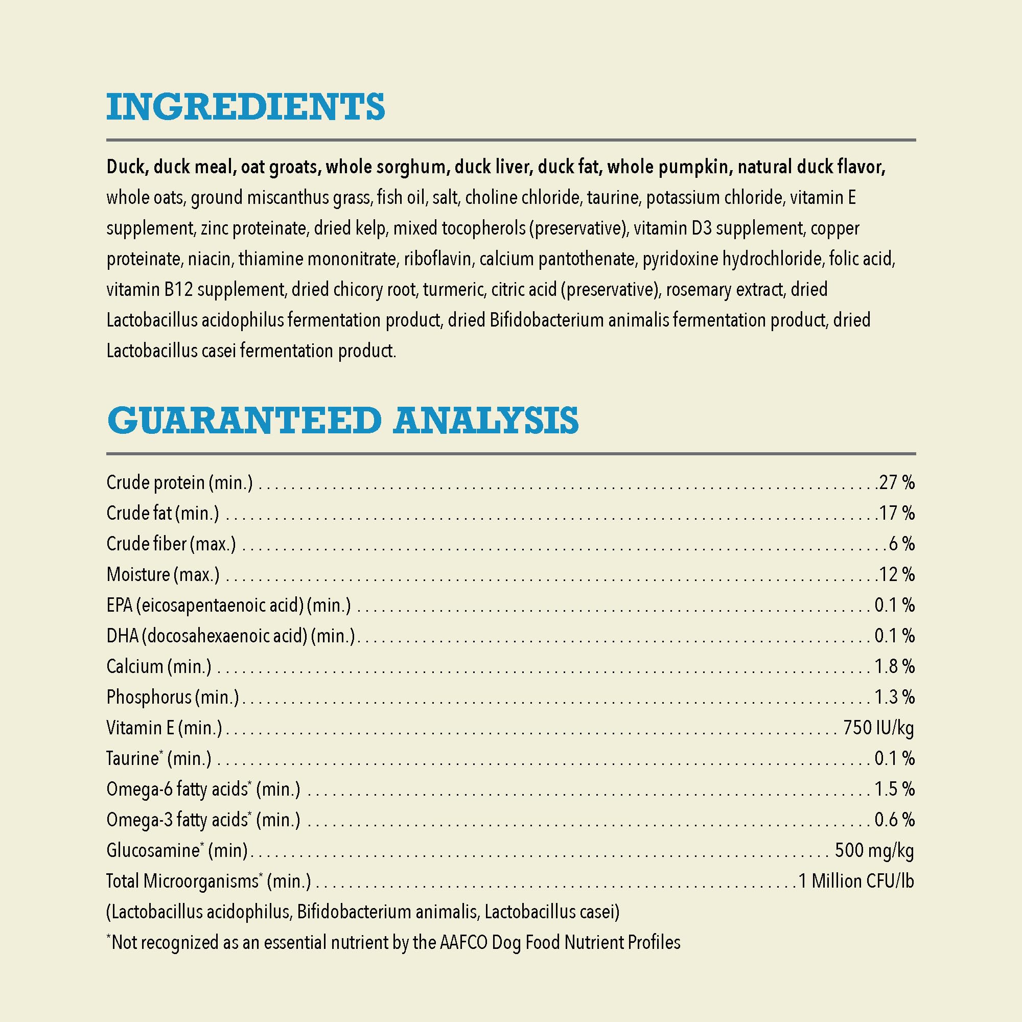 USA-made ACANA dog food label with quality ingredients