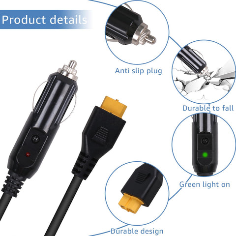 ACEANEA XT60 cigarette lighter plug with indicator light for status