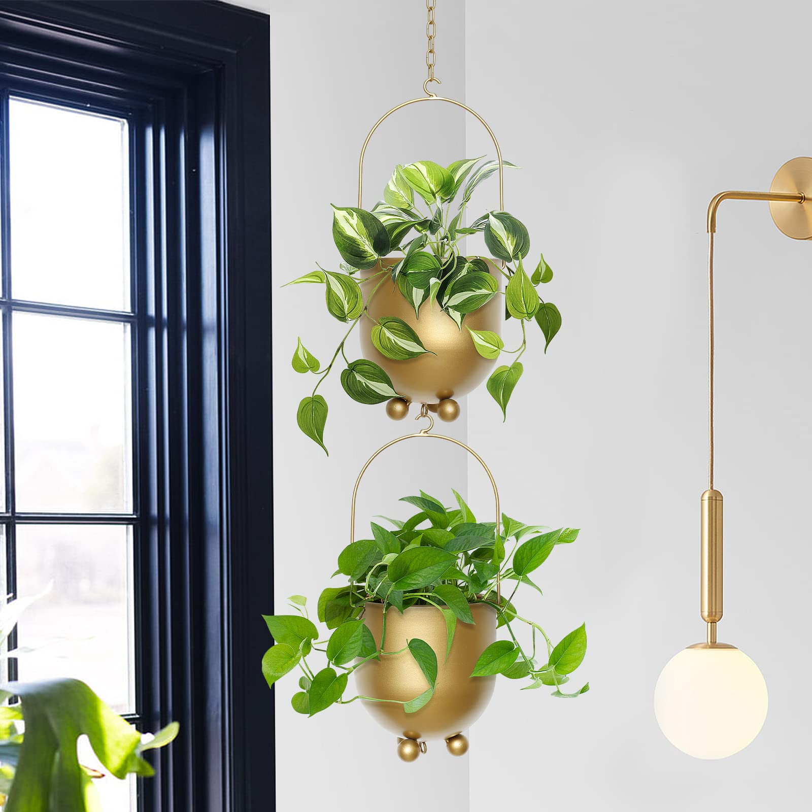 AceList Boho Gold planter mounted indoors on a wall accent