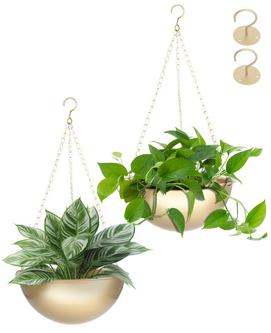 AceList gold hanging planter 2-pack on wall hook display for indoor greenery.