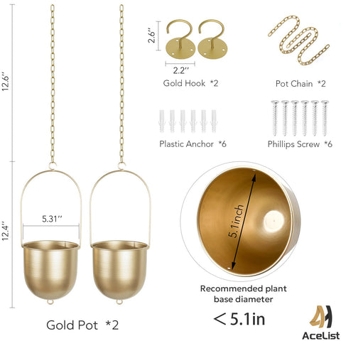 Close-up of gold finish on AceList hanging planter hanger.