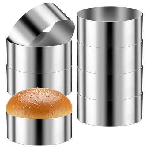 Acellegic eight-pack burger bun rings for uniform buns and even browning