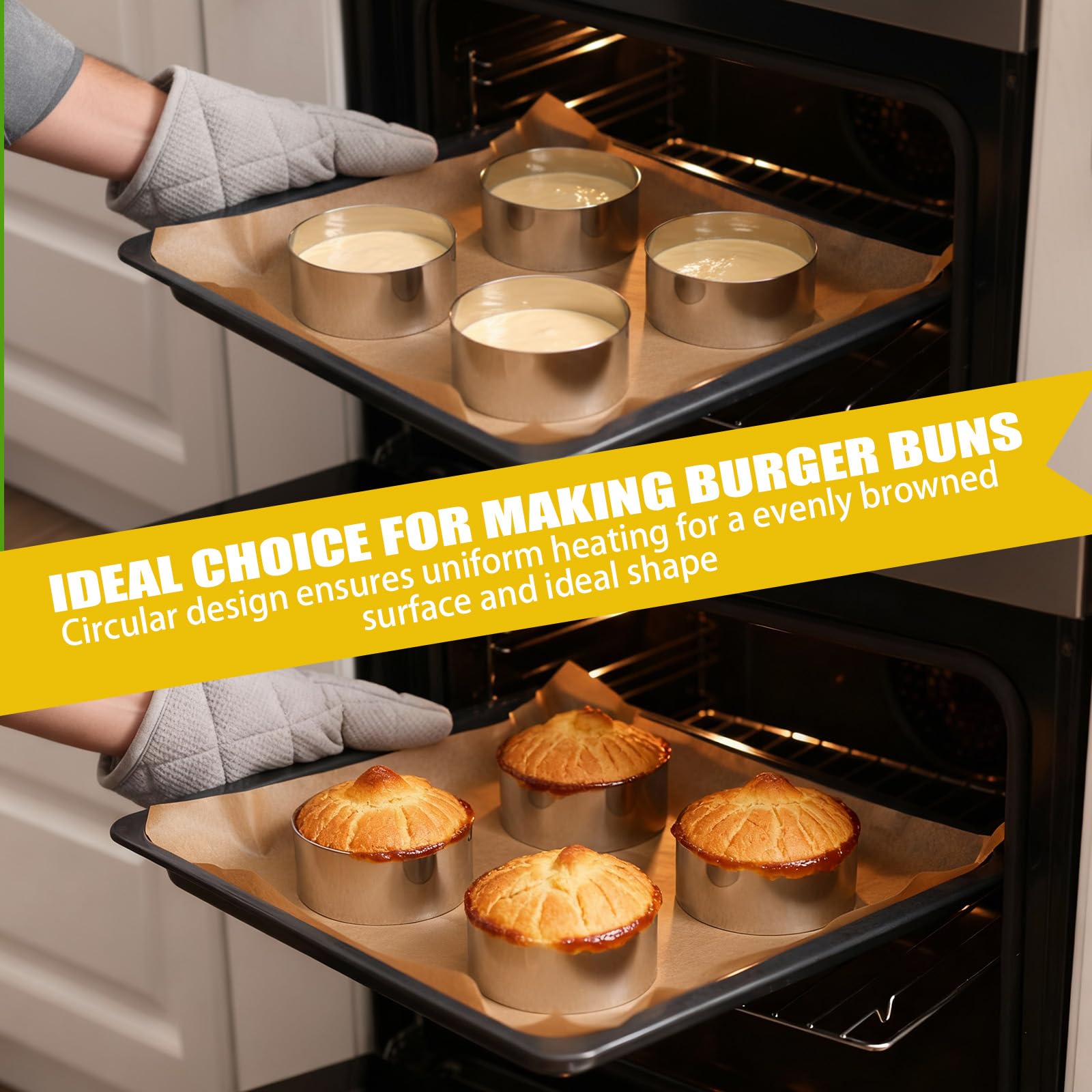 Acellegic egg and pancake rings help create neat breakfast portions