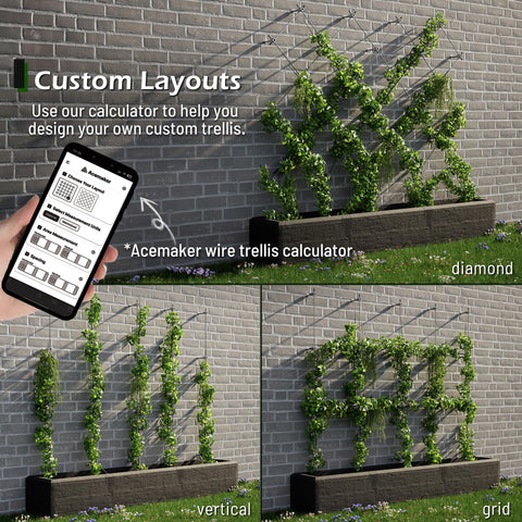 Acemaker wall trellis installation on a garden wall.