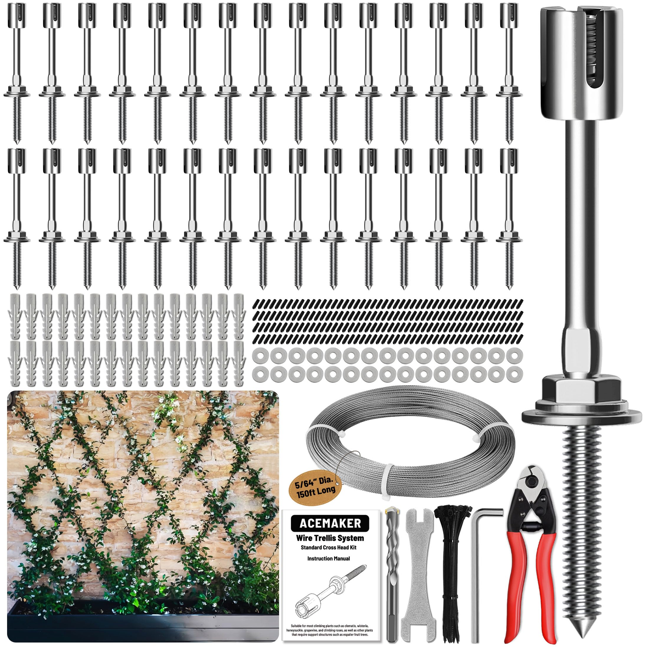 Acemaker wire trellis contents pack with connectors for easy garden installation