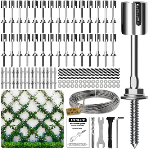 Acemaker wire trellis kit cable shows durable stainless steel rope for sturdy vertical plant support