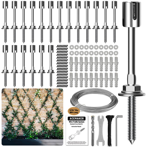 Acemaker wire trellis kit contents for quick outdoor installation.