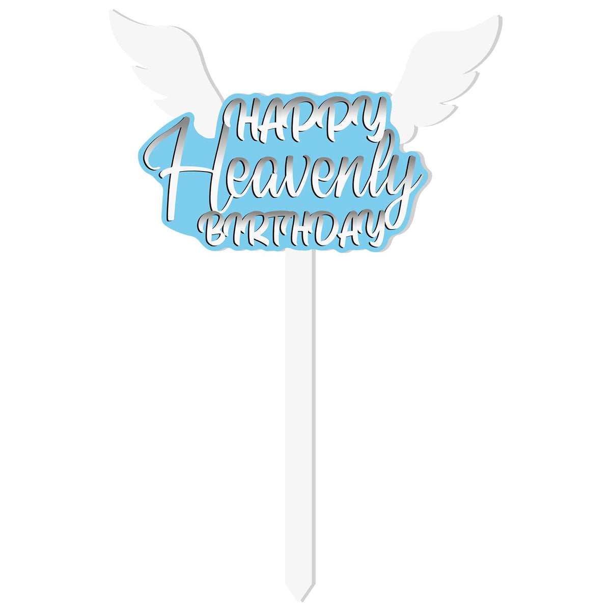 AceOrbit heaven birthday grave marker in blue for outdoor cemetery memorials.
