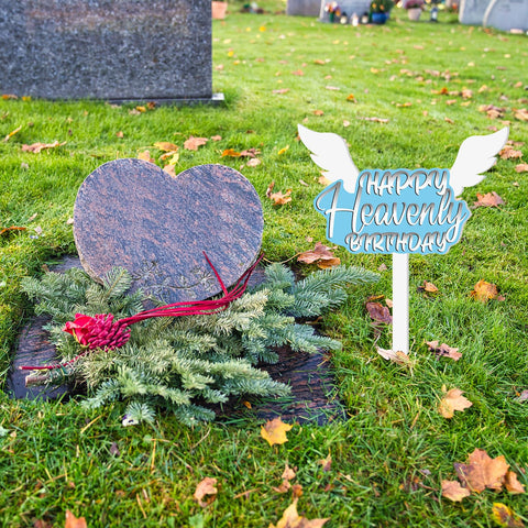AceOrbit large grave marker (20x35 cm) in blue for clear inscriptions.