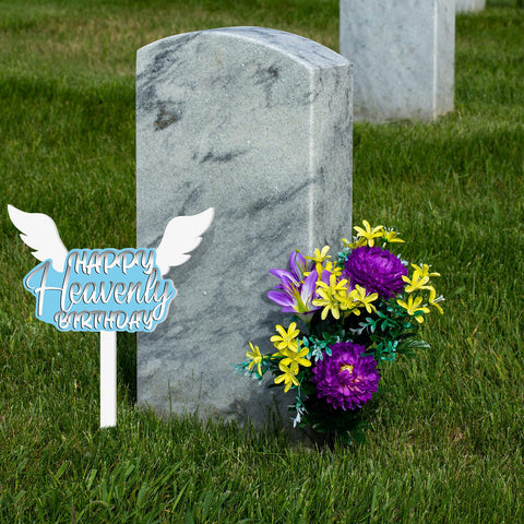 AceOrbit outdoor memorial marker in blue creates serene garden tributes.