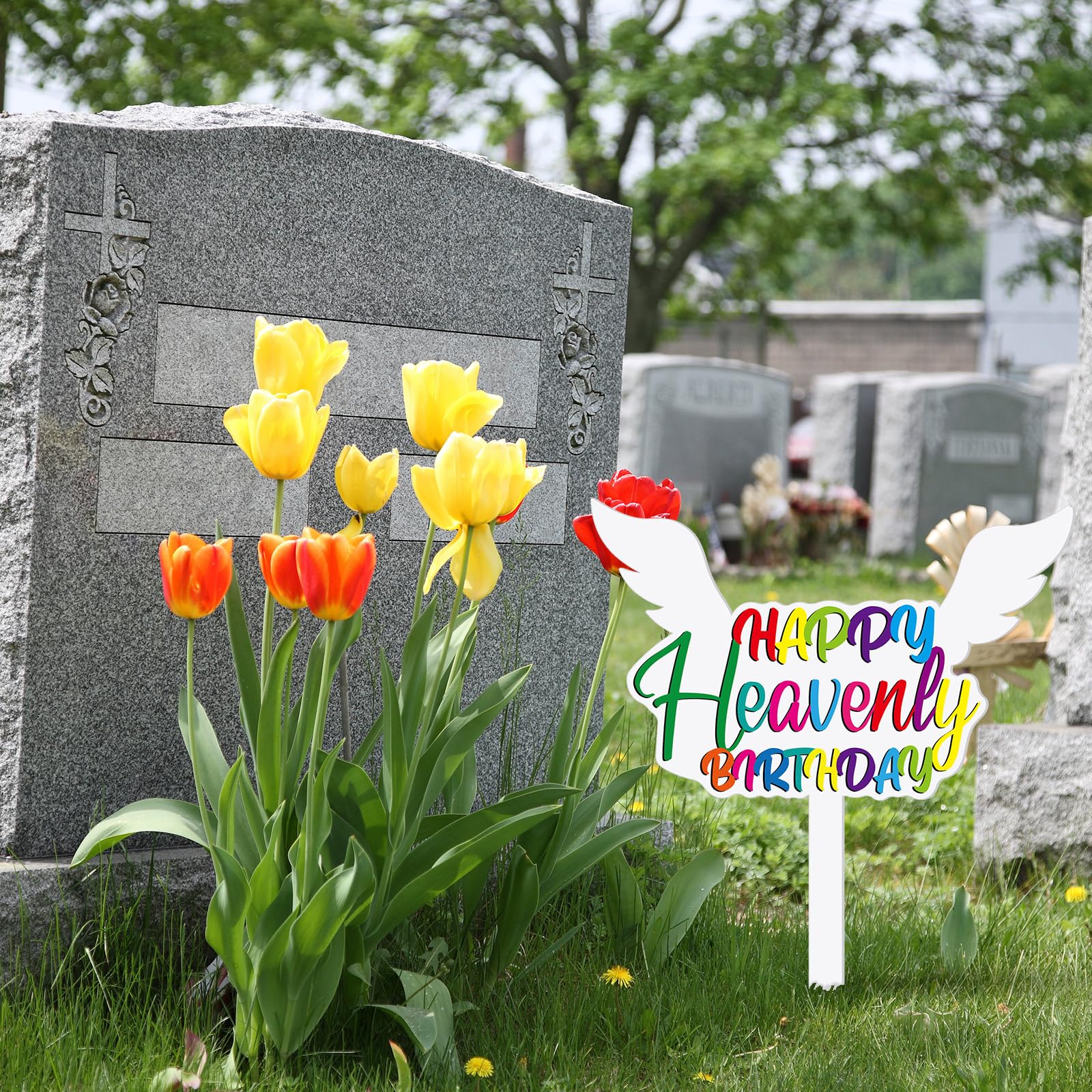 AceOrbit white marker for grave offers clear inscriptions for easy visiting dedications.