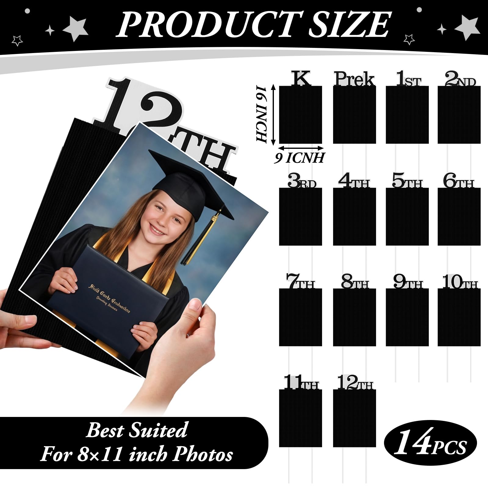 AceOrbit school photo frame display set showcases 8x11 photos for memorable milestones.