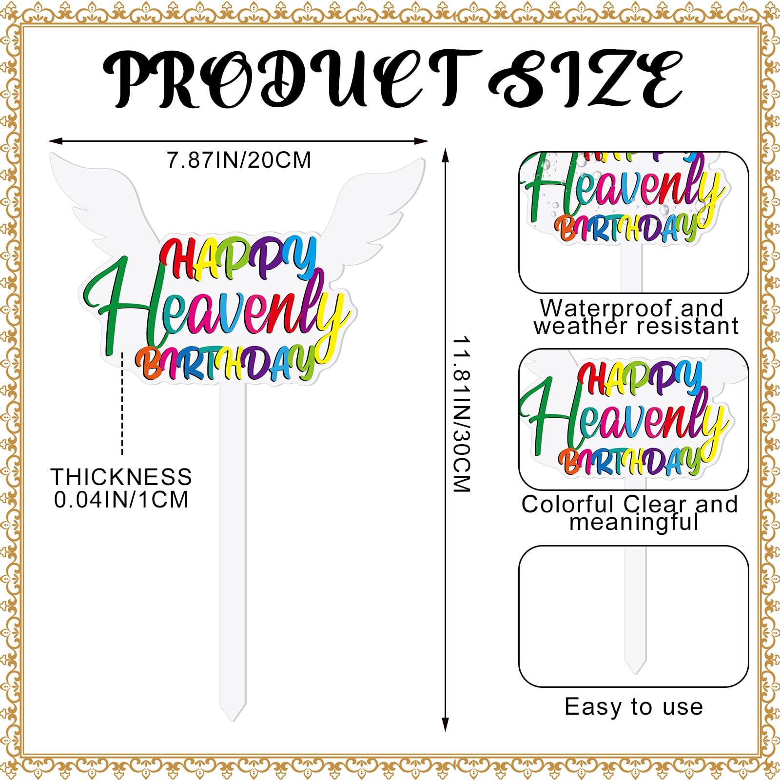 AceOrbit white metal memorial marker provides visible tribute for cemetery or garden display.