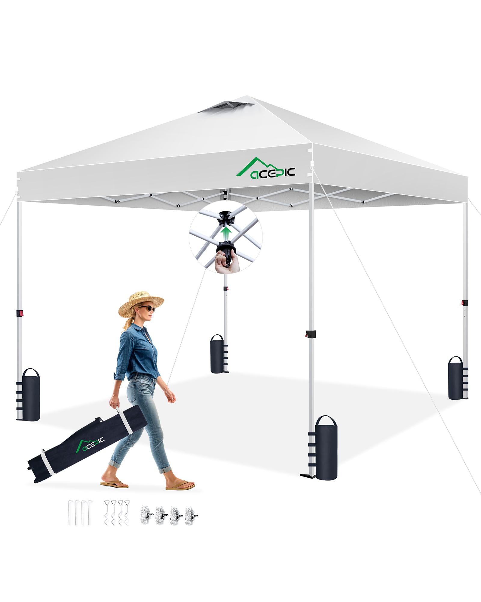 Acepic 10x10 canopy top provides durable shade for outdoor gatherings.