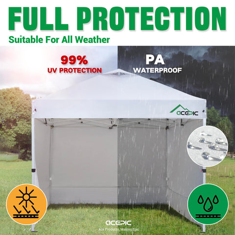 Acepic 300D oxford fabric top delivers durable, wind-resistant shade