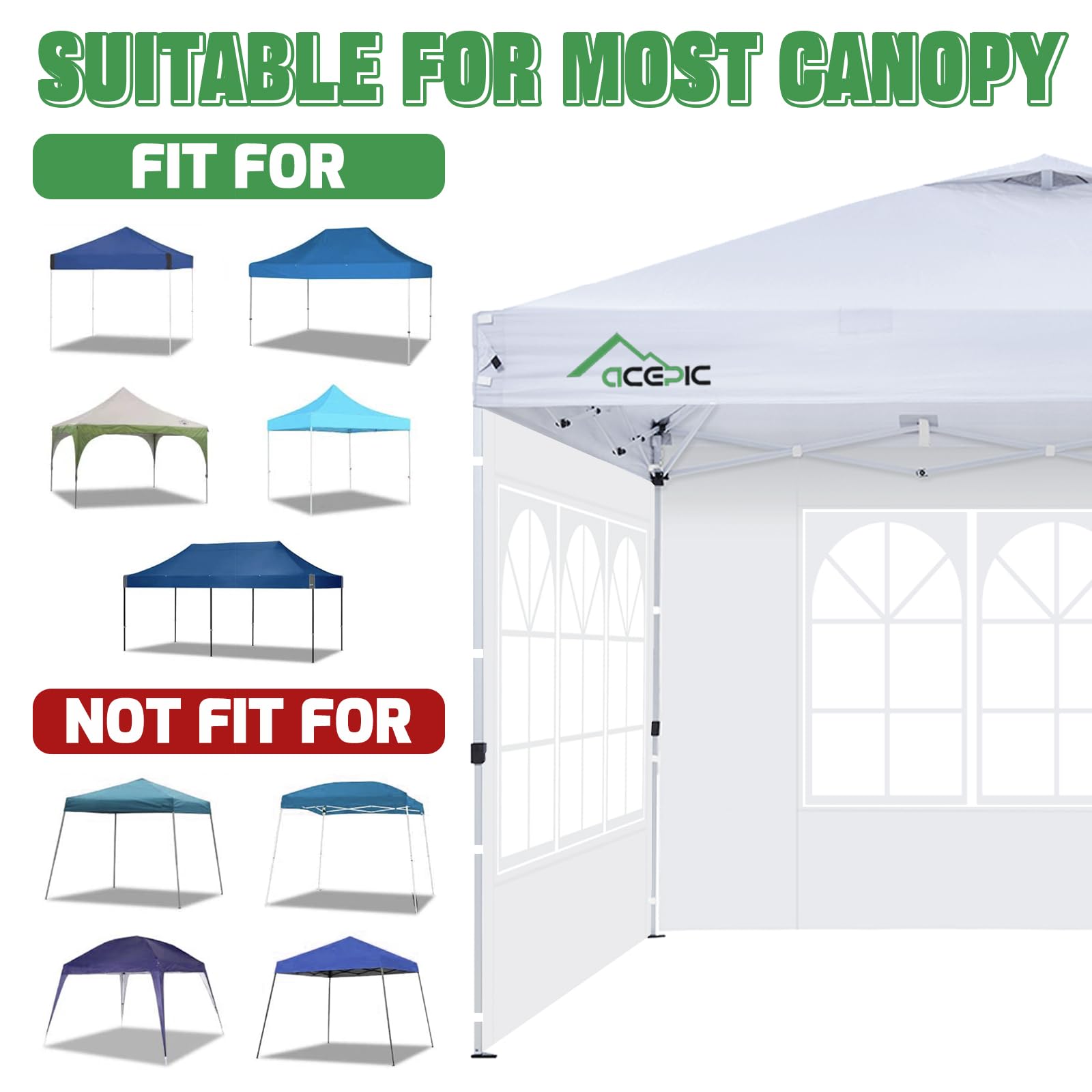 Acepic sidewall with Velcro for easy installation and secure fit