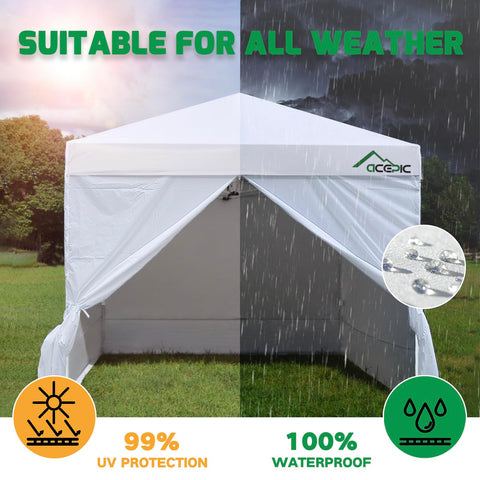 Acepic sidewalls demonstrate wind resistance during outdoor setup.