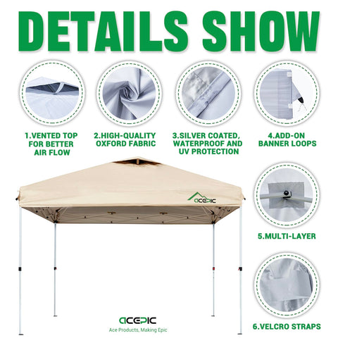 Acepic UPF 50+ protection top cover blocks sun for outdoor comfort