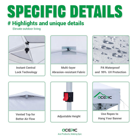 Acepic upgraded 300D fabric with coating offers UPF 50+ sun protection.
