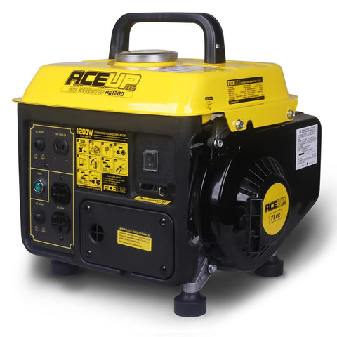 Aceup Energy 1200W generator front view, compact home backup option.