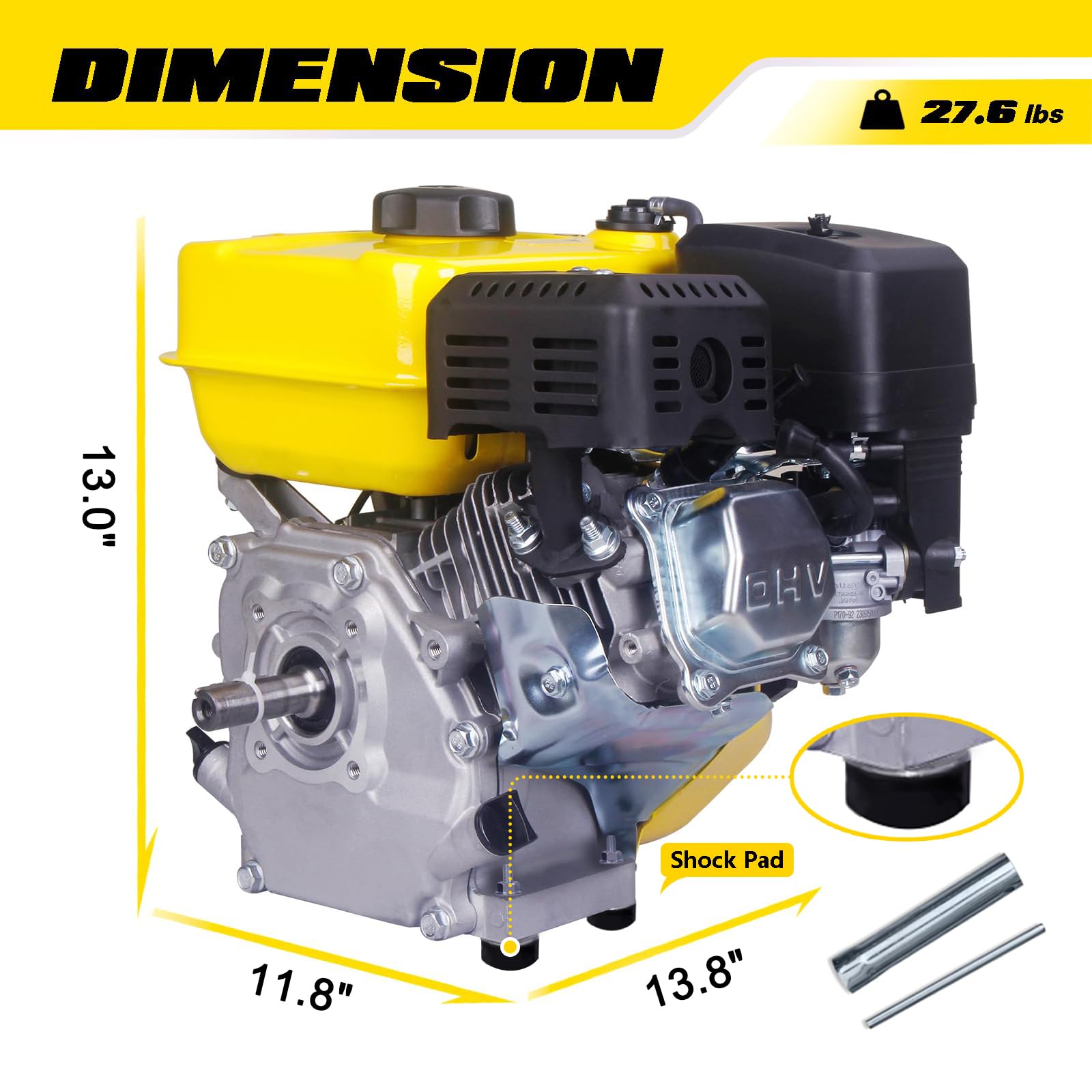 Aceup Energy 7HP engine side view highlights recoil-start accessibility and layout.