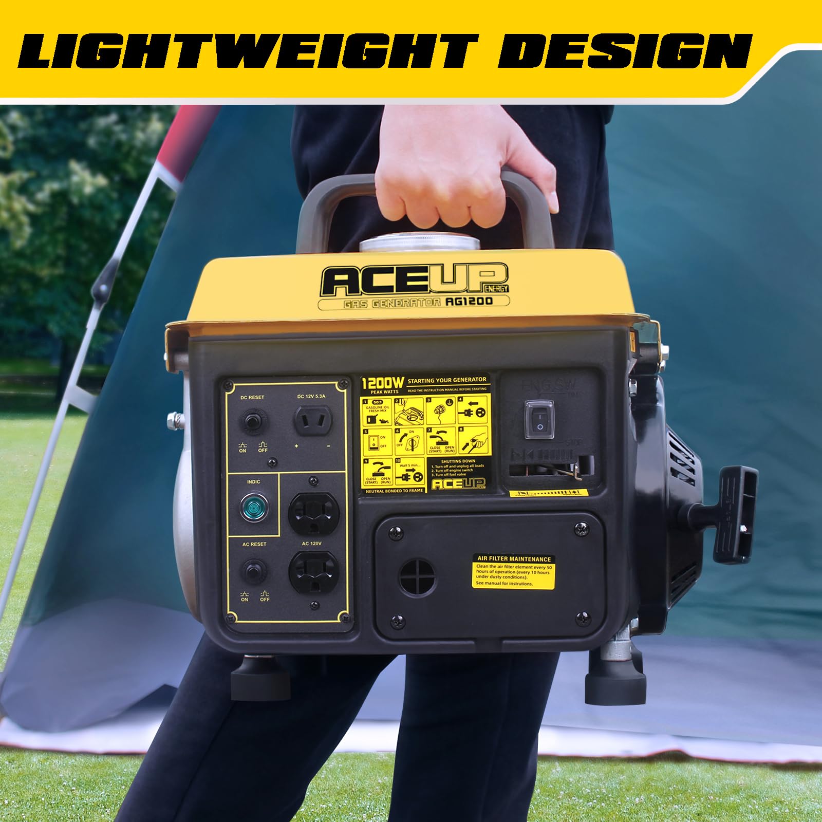 Aceup Energy EPA CARB compliant badge ensures safe, compliant outdoor use.