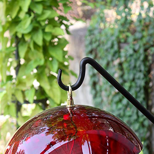 Achla Designs birdfeeder-hanger keeps garden birds alongside deck.