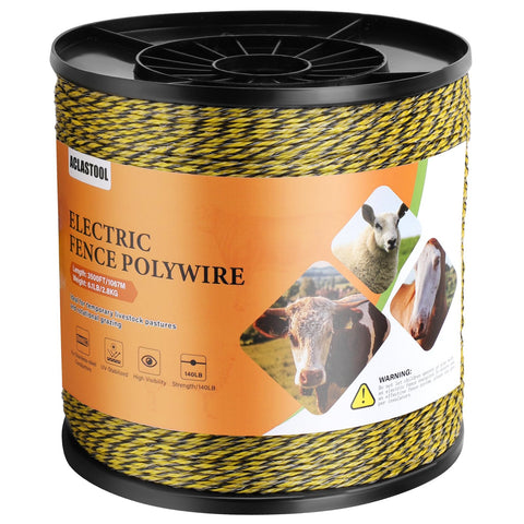 Aclastool polywire 3500ft reel for long-range livestock fencing and quick setup.