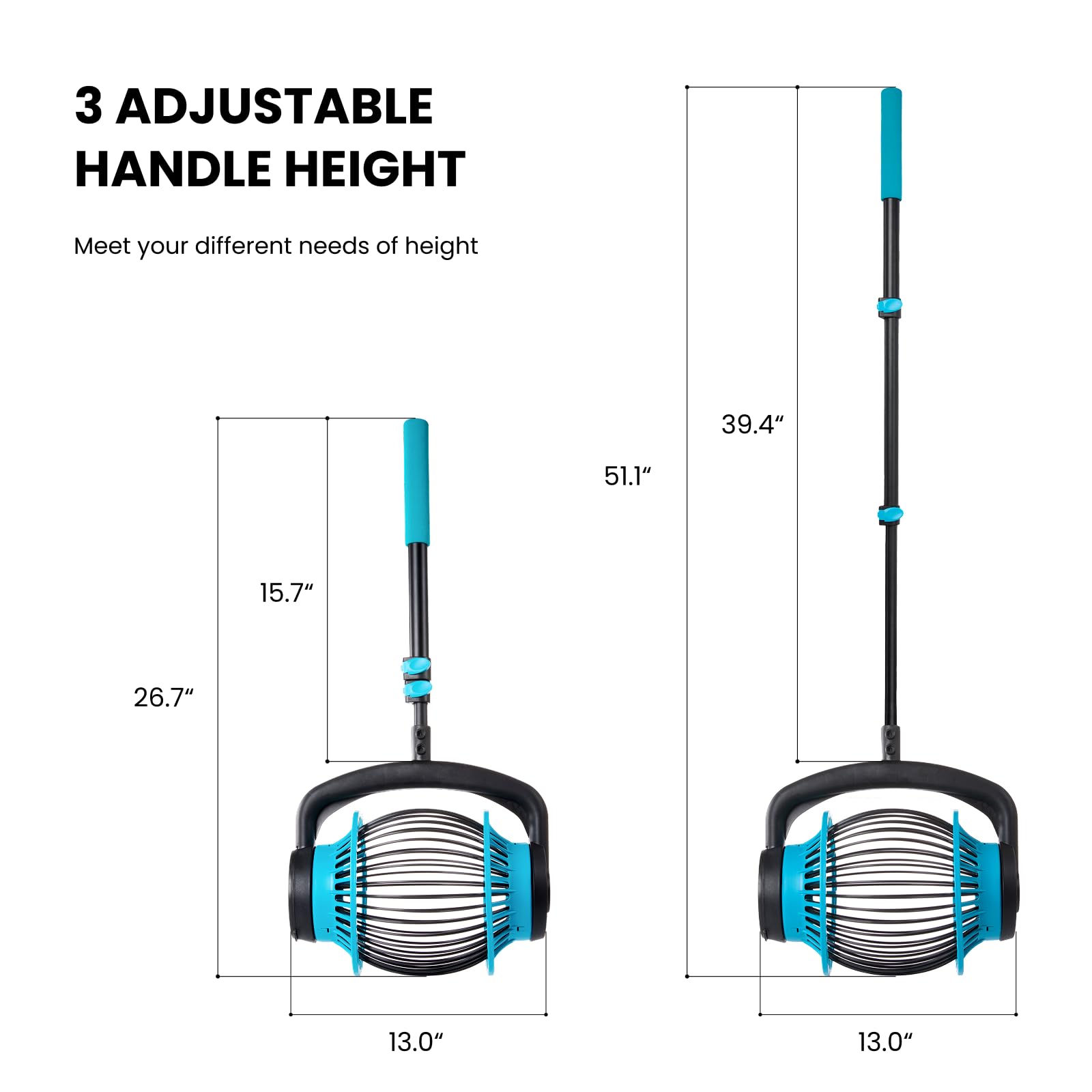 Acorn Picker Upper Roller uses reinforced aluminum tubing for durability.