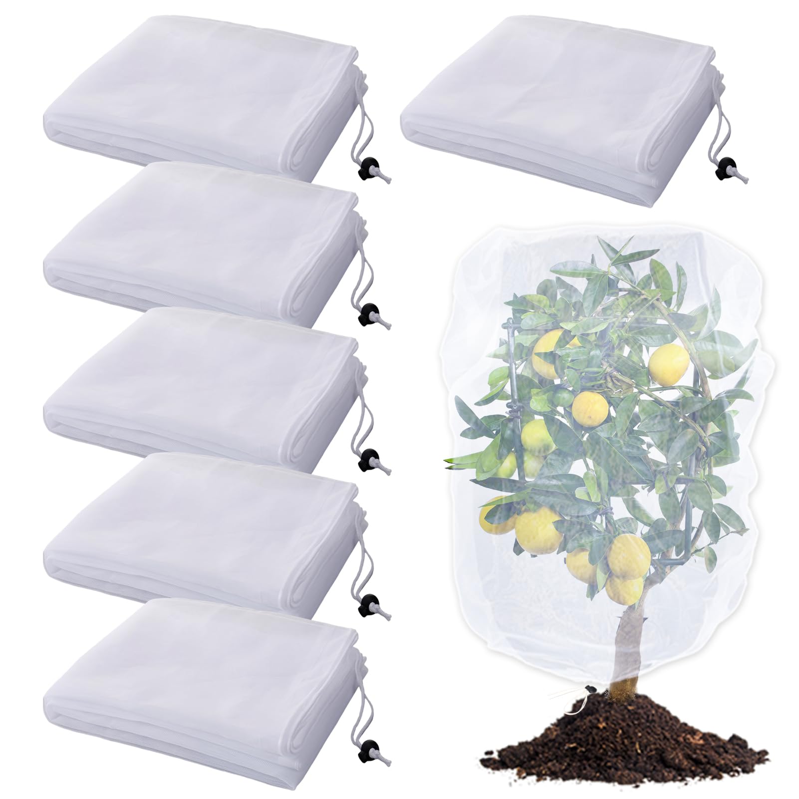 Acostop six-pack bird netting cover protecting blueberry bushes from birds