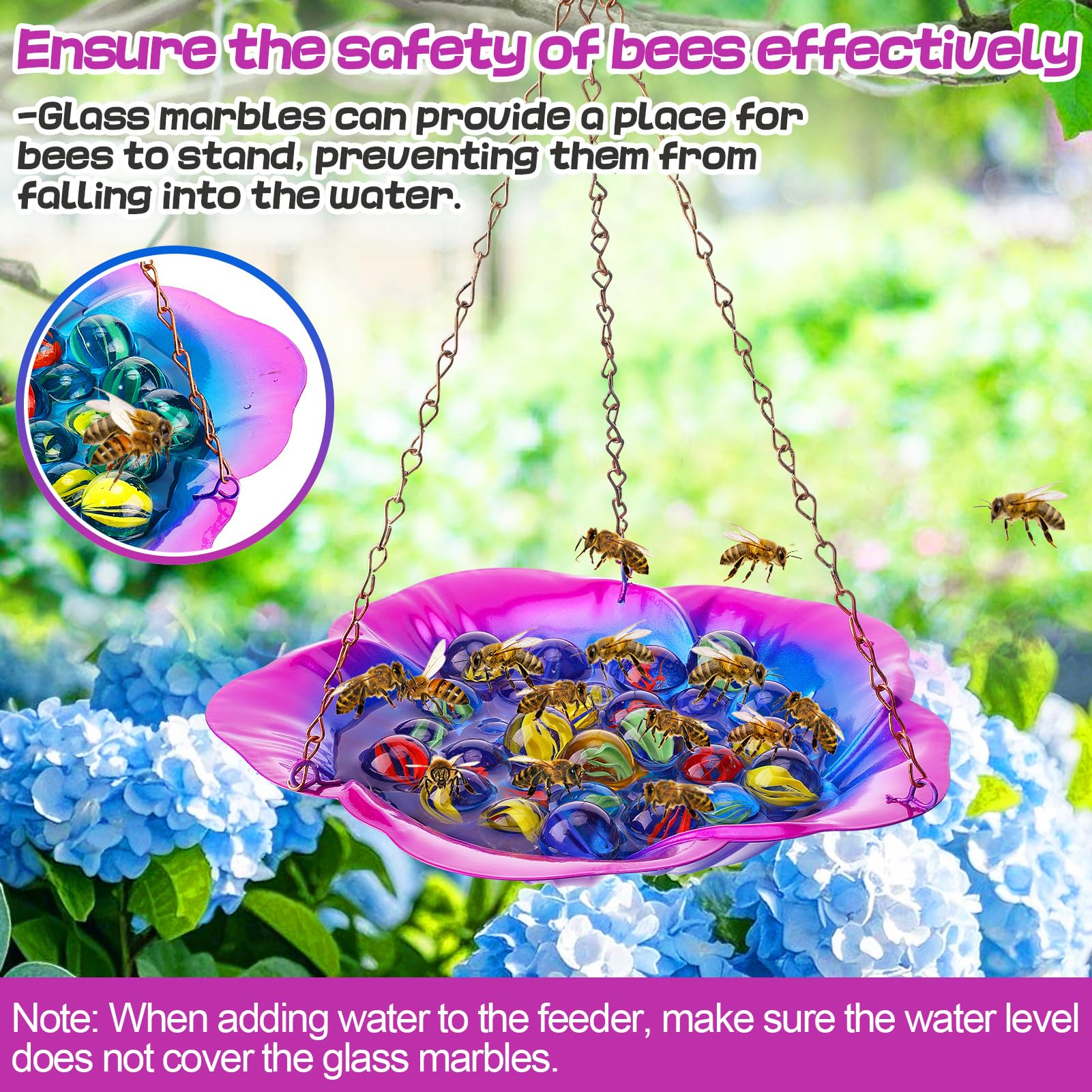 Acostop hanging bee feeder is easy to install in yards or patios.