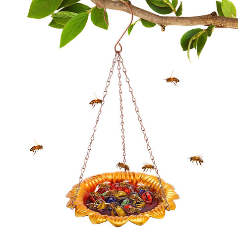 Acostop bee feeder with sunflower pattern attracts pollinators to your garden