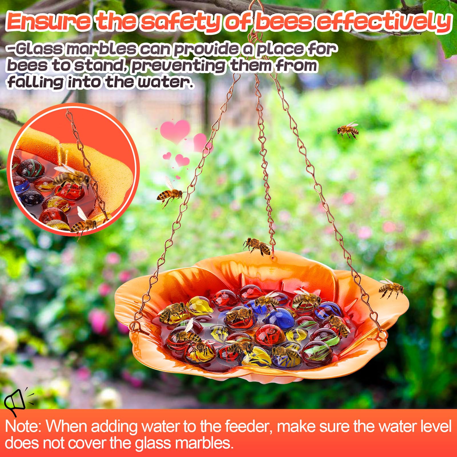 Acostop bee feeder supports water or sugar-water options for pollinators.