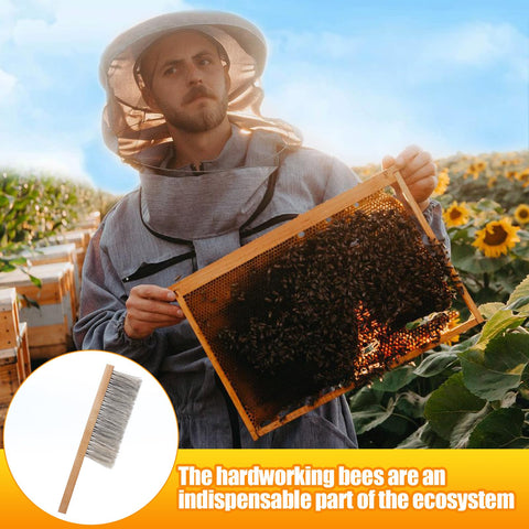 Acostop beekeeping brush removes bees gently from the hive during honey collection.