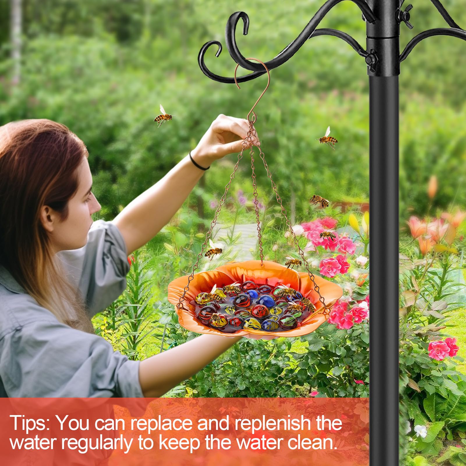 Acostop garden decor adds color while welcoming visiting bees.