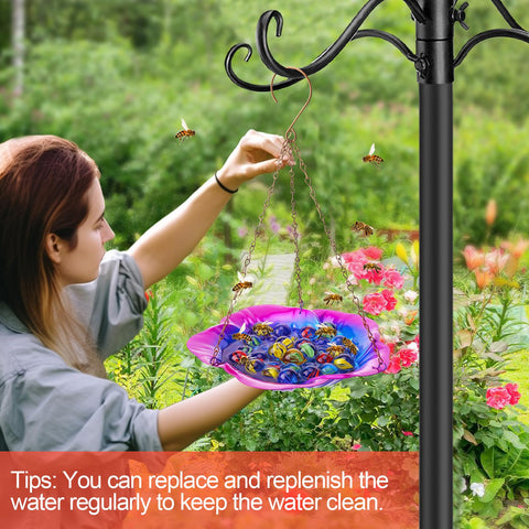 Acostop glass marbles provide safe bee footing to prevent drowning during watering.