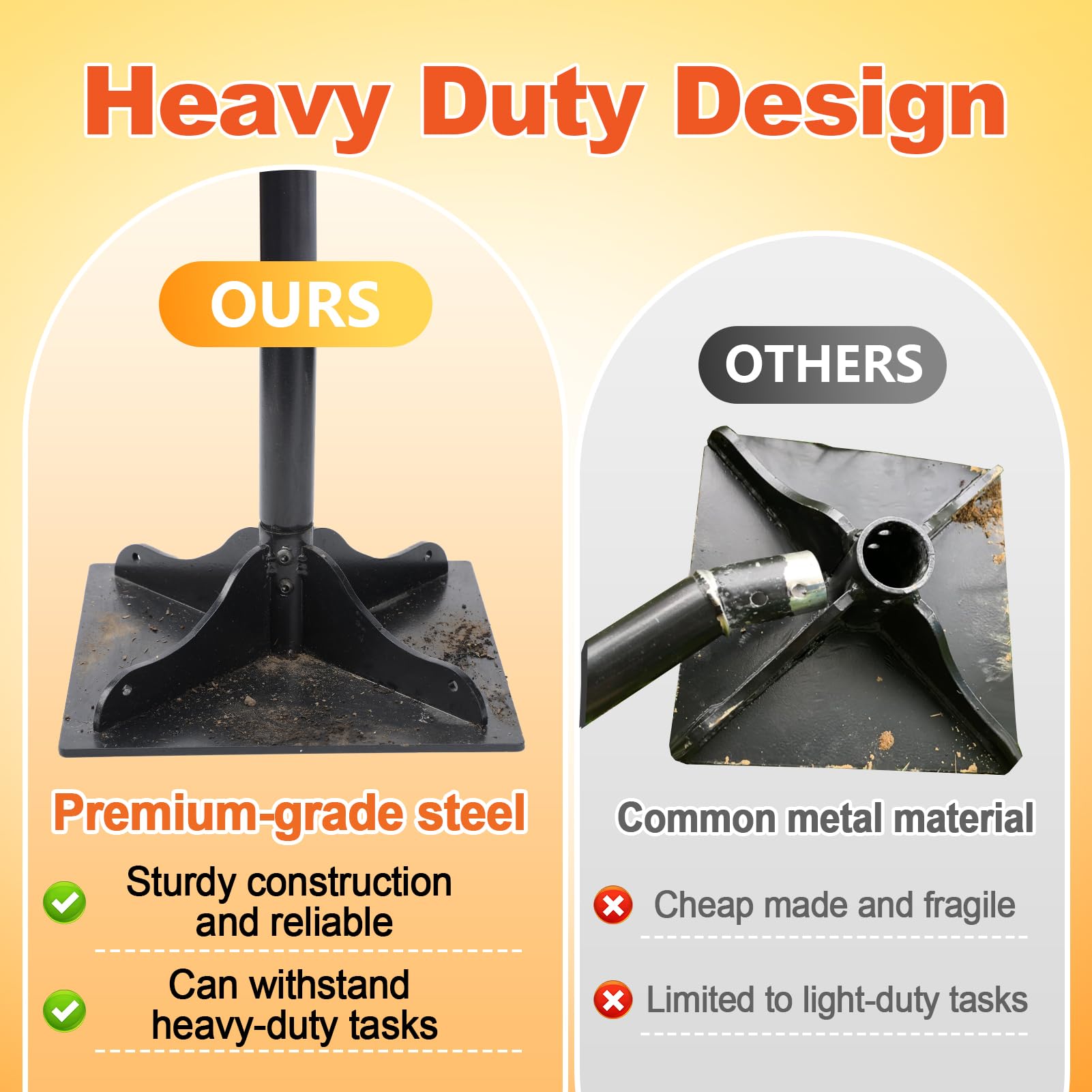Acostop heavy-duty tamper length 48in enabling standing operation and extended reach.