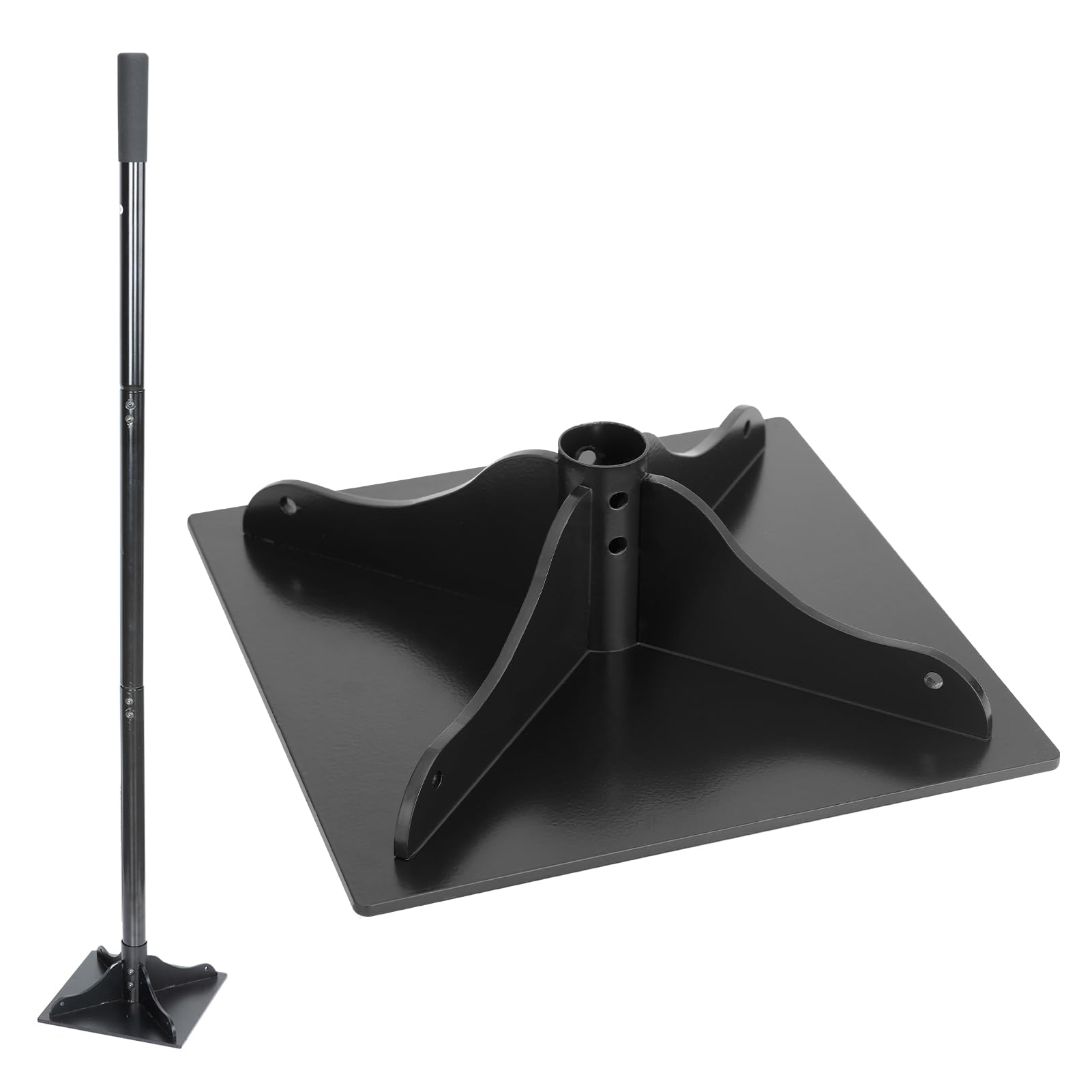 Acostop heavy-duty steel tamper plate 8x8 in for precise ground compaction in tight spaces.