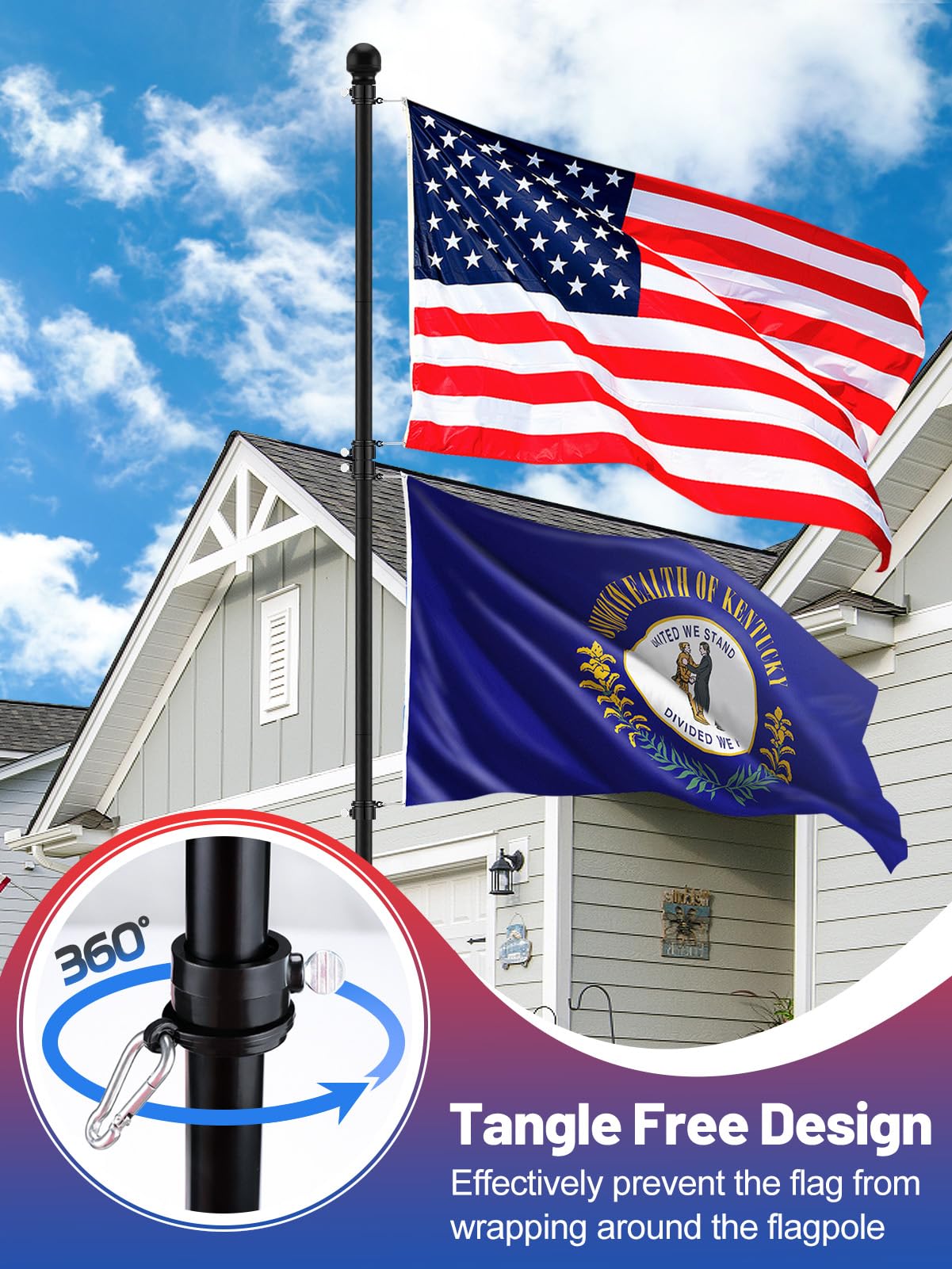 Acostop height-adjustable pole reaches up to 10 feet.