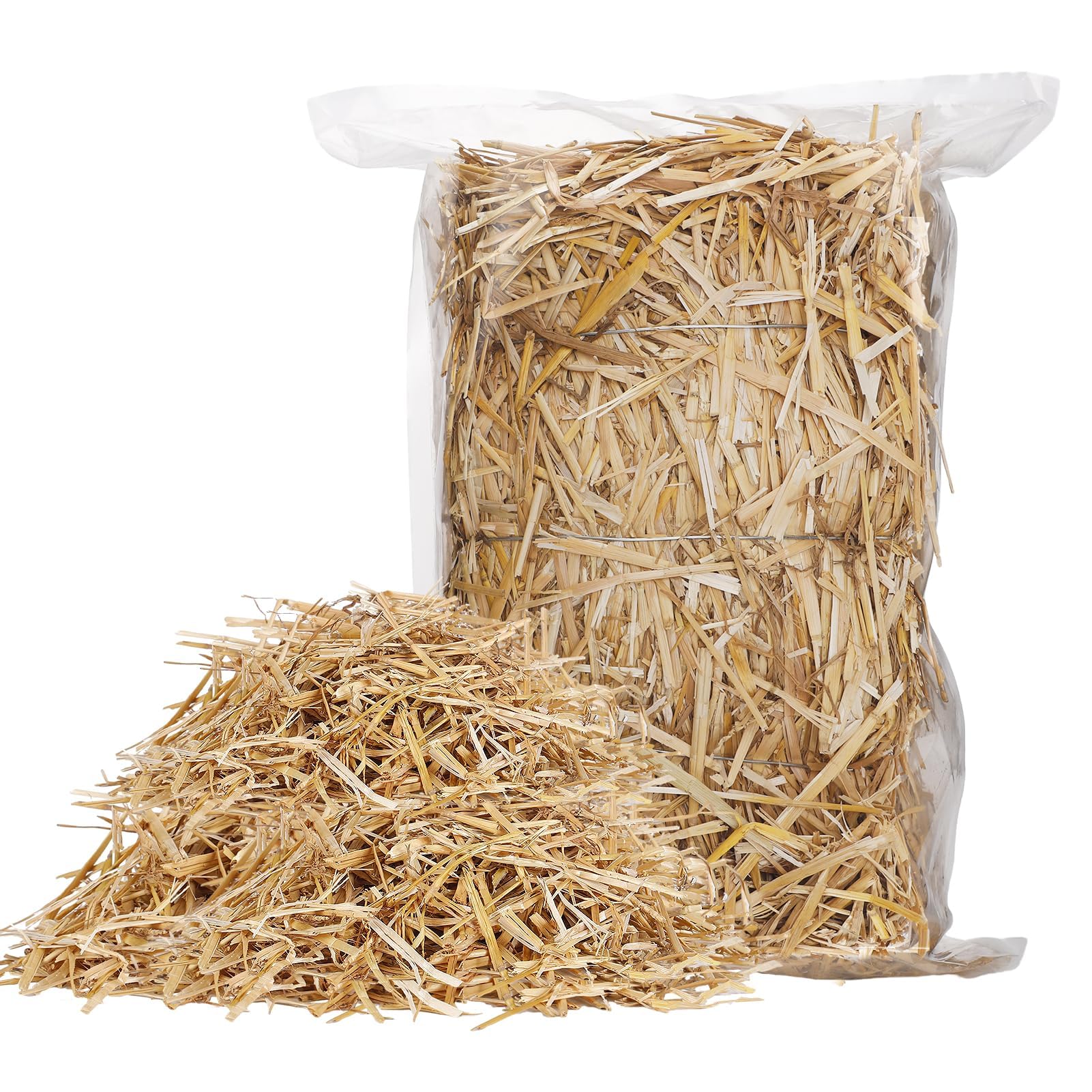Acostop natural wheat straw mulch shown in a garden bed for moisture retention