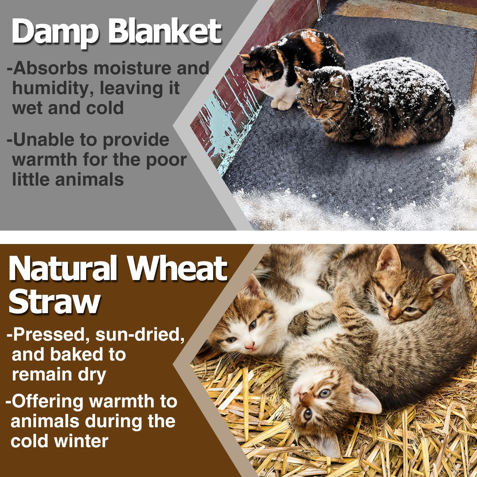 Acostop wheat straw bedding for cat shelters offering a cozy base