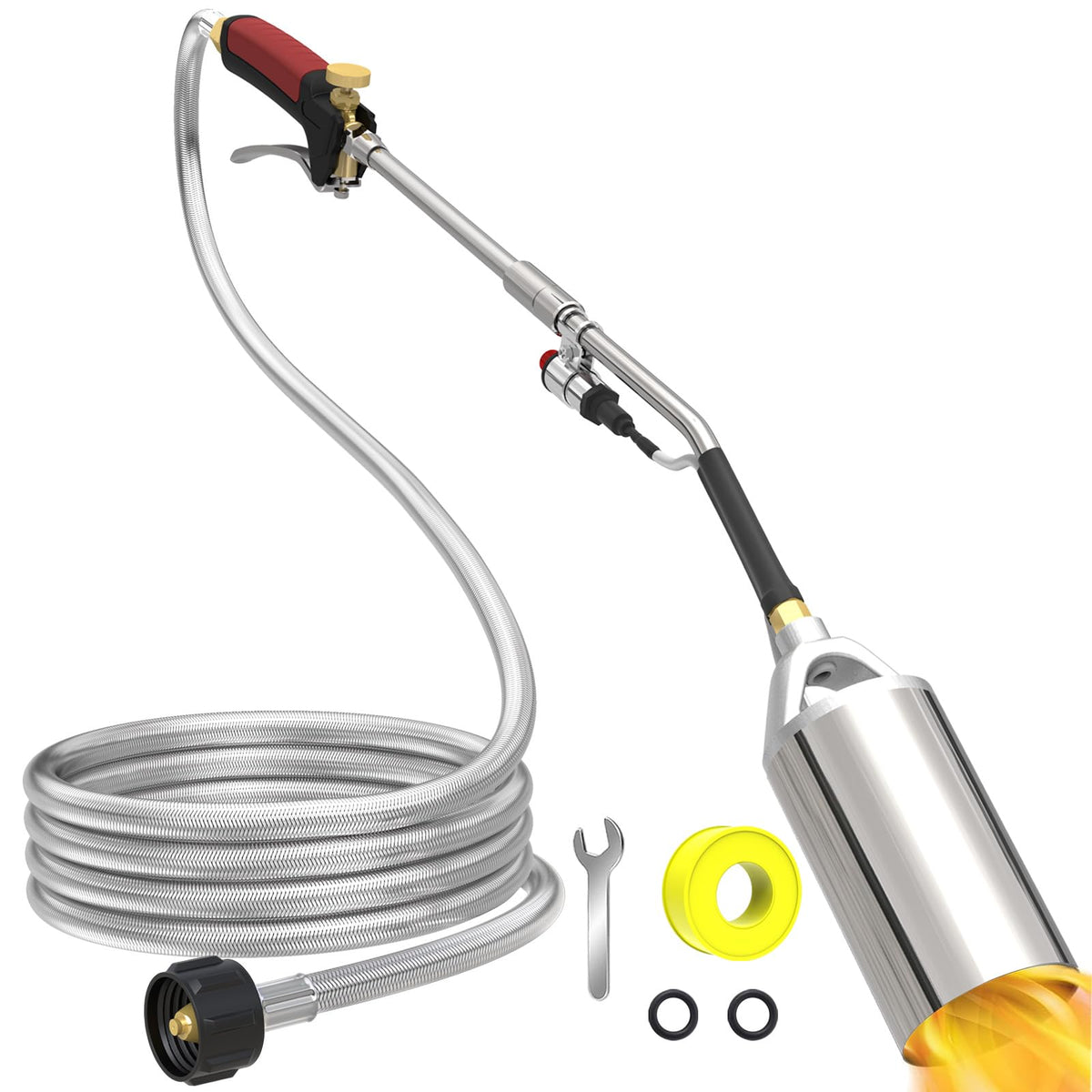 ACOVER propane torch weed burner in use on pavement demonstrating high-heat weed control