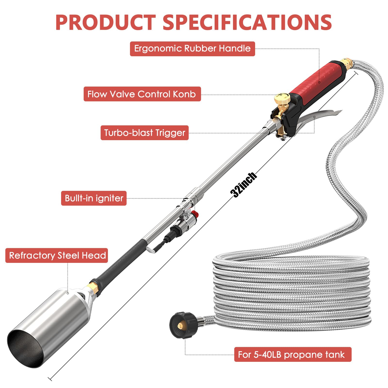 ACOVER Refractory steel torch body for durable high-heat performance