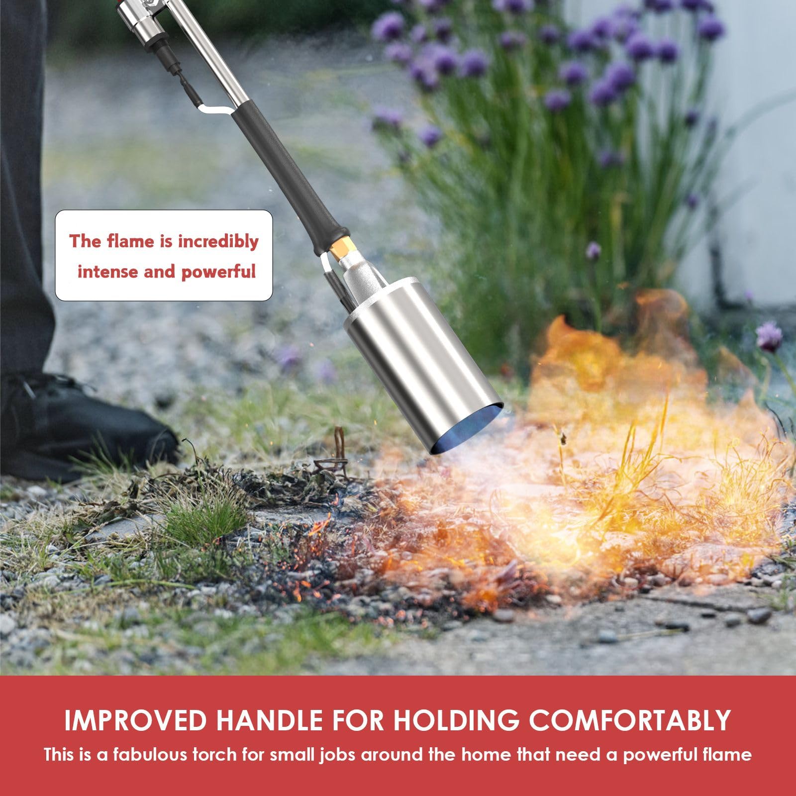 ACOVER Torch in use for weed burning and tar removal outdoors