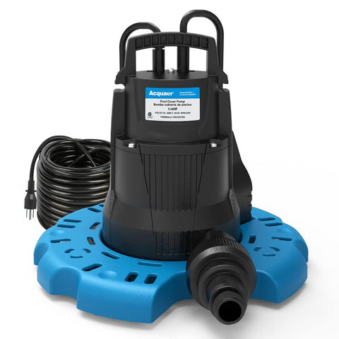 Acquaer pool cover pump 2250 GPH in action removing surface water