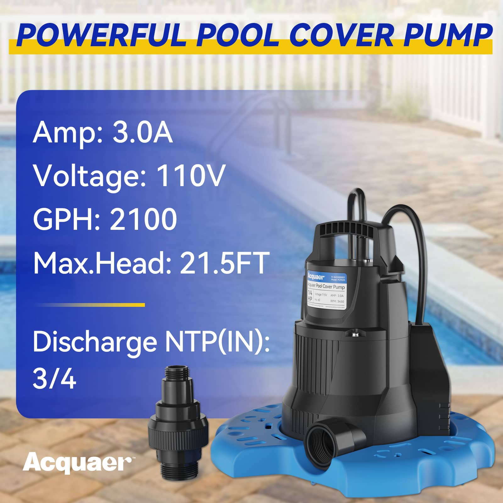Acquaer submersible sump pump with strainer base demonstrates debris protection and stable operation.