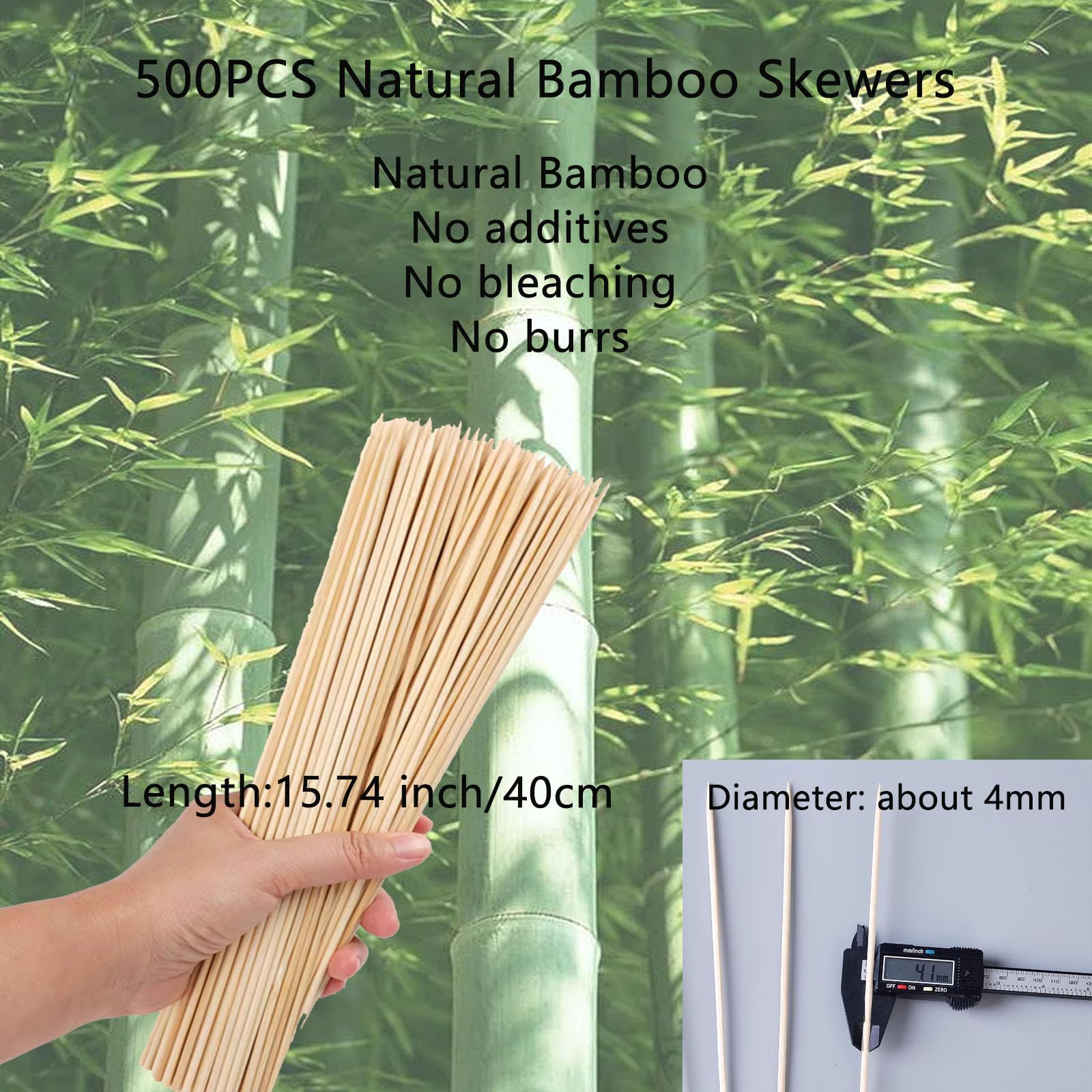 Acrux7 4mm thick bamboo skewers sturdy for heavier foods.