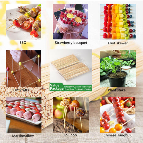 Acrux7 bamboo skewers with sharp tips for precise skewering.