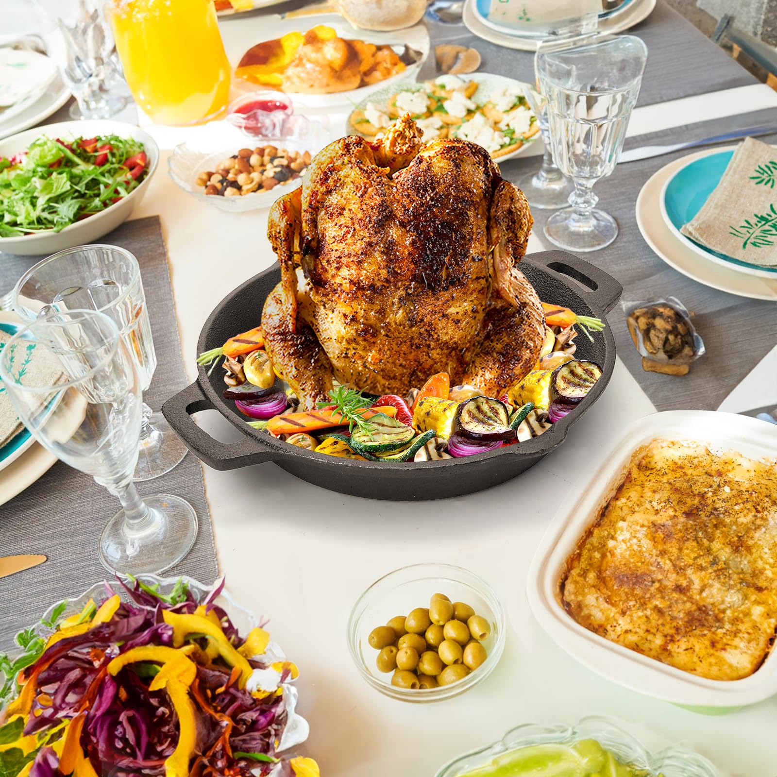 Acshio chicken roaster doubles as a turkey fryer for gatherings.